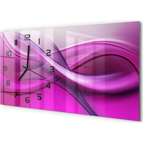 Horloge Murale Salon 60x30 cm Panoramique Verre Trempé Décoration Murale Arrière-plan de vague (1/5)