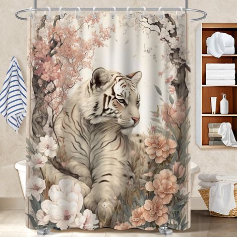 Kit rideau de douche en polyester 180x180 avec motif voile de douche pour salle d’eau sans fenêtre (1/5)