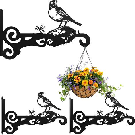 Support Crochet Plante,2 Pièces Support Crochet Plante Suspendues,Crochet Muraux Métal,Suspension Plante Exterieur avec Motif Oiseau,pour Suspendre des Paniers des Carillons des Nichoirs (1/5)
