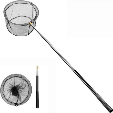 Poolskimmer mit teleskopierbarem Edelstahlstiel, 150 cm ausziehbarer Laubkescher, Poolnetze zur Reinigung von Pools, Teichen, Whirlpools und Jacuzzis (1/4)