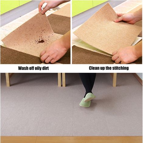 Tapis de sol autocollant 30x30 cm, moquette de protection antidérapante, tapis de jeu pour enfants résistant à l’usure, pour salon, bureau, salle à manger. (1/5)