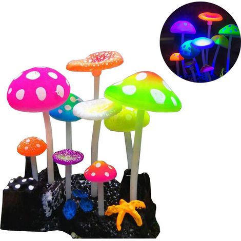 Ornement Lotus Silicone Aquarium - Effet Lumineux Sous Lumière Actinique - Base Ventouse - Décoration pour Bassin Poisson - Lot de 1 (1/5)