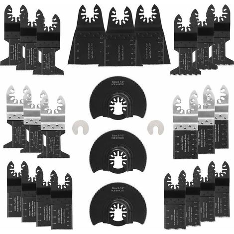28 Accessoires d'outils Oscillants Multifonctions Lame de scie universelle pour Parkside Dewalt Ryobi Bosch Couper les coins de Bois/Métal/Plastique - 2 adaptateurs (1/5)