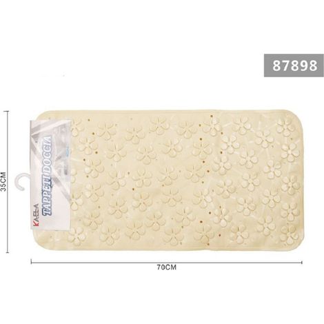 Kaela - Tappeto Antiscivolo Rettangolare Per Bagno Vasca Doccia Loto Crema 35x70cm 87898 -
