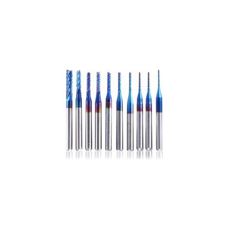 Fraise CNC 10pcs carbure ultra-fin – Diamètre 0,8-3 mm – Queue 1/8' – Pour fraisage précision PCB et fibre plastique (1/5)