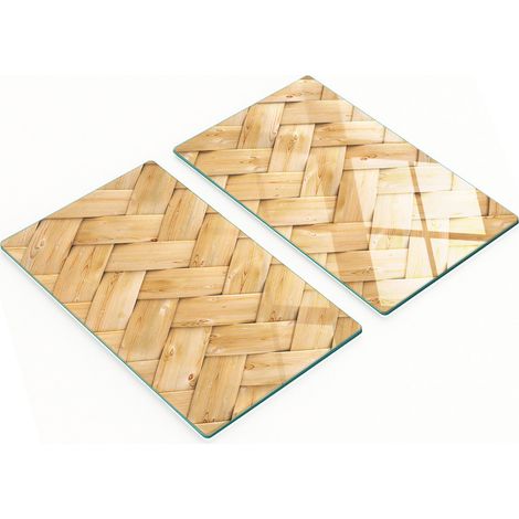 Dekorative Glas-Servierbretter für Snacks, Rattanmuster, 2 x 30 x 52 cm (1/5)