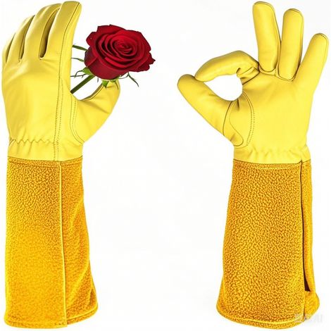 Gants de jardinage - Protection en cuir résistant aux coupures et aux perforations - Taille M (1/5)