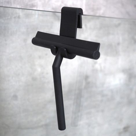 Design-Duschabzieher aus Silikon, mattschwarz, Duschkabinenabzieher, Duschkabinenwischer