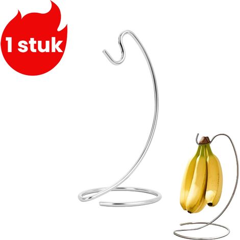 pièce - Porte-bananes en acier inoxydable - Support suspendu avec crochets pour usage domestique - Argenté (1/5)