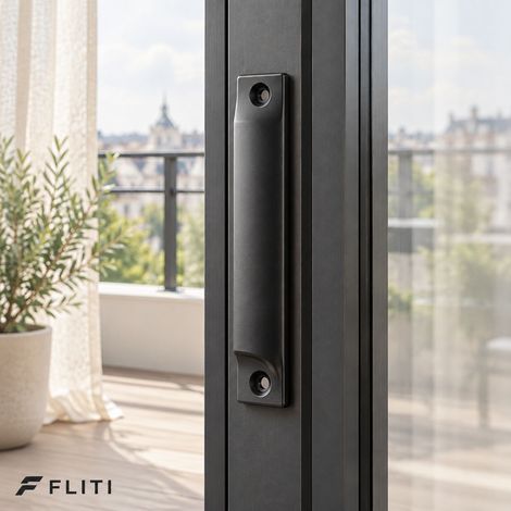 FLITI Poignée de porte coulissante en alliage d'aluminium noir – Résistante à la corrosion – Pour portes de balcon et coulissantes – Installation facile (1/5)
