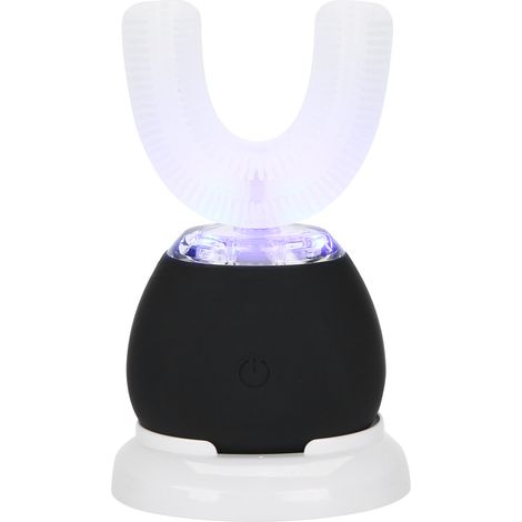 Brosse à dents électrique ultrasonique intelligente en forme de U pour le blanchiment, adaptée aux enfants et aux adultes (noire). (1/5)