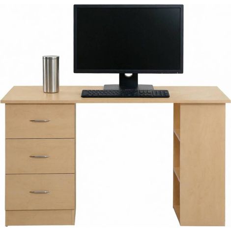 Scrivania computer moderna in MDF colore legno chiaro 120 x 49 x 72 cm (1/4)