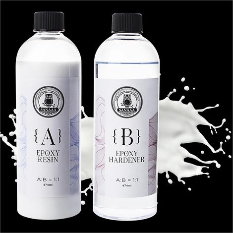 Résine époxy blanc 948 ml, résine époxy haute brillance sans bulles, résine époxy de table pour l'artisanat, le moulage, le bricolage, l'art en résine, les moules, les bijoux (474 ml x 2) (1/5)