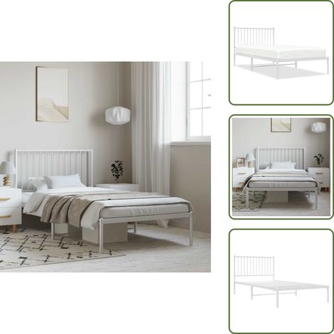 Cama de invitados - vidaXL Estructura cama sin colchón con cabecero metal blanco 100x200cm - Cama de metal