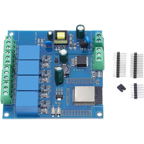 ESP32 Entwicklungsboard mit WLAN, Bluetooth, 4-Wege-Relaismodul, programmierbar, rücksetzbar, drahtlos