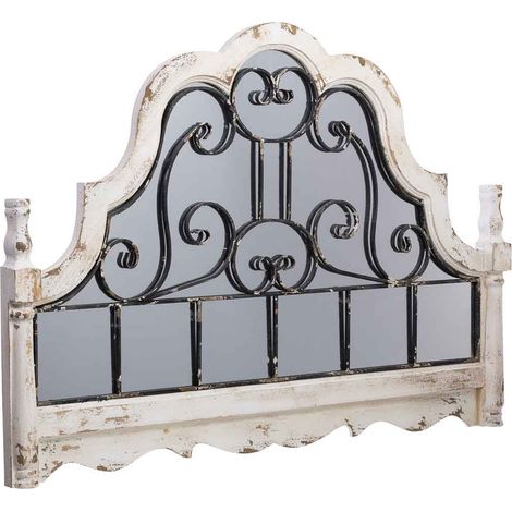 Espejo de pared de madera y metal envejecido blanco 128.5x6.5x89h cm (1/5)