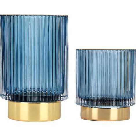 Boîte de rangement maquillage en cristal, pot à pinceaux vintage, organisateur pour coiffeuse, chambre ou salle de bain (Bleu S+L). (1/5)