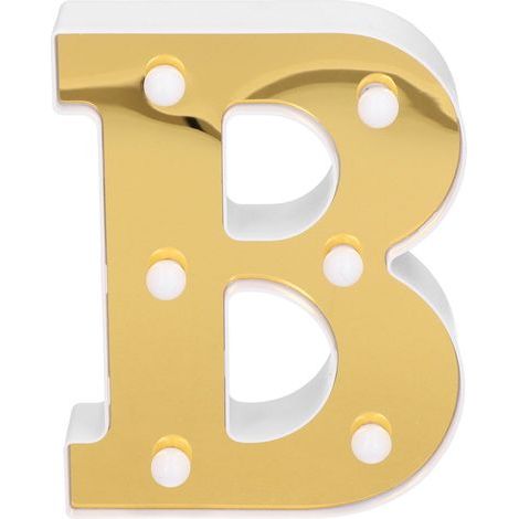 Panneau lumineux doré en forme de B, lampe design alphabet anglais pour décoration bar, club, fête, blanc chaud (1/5)