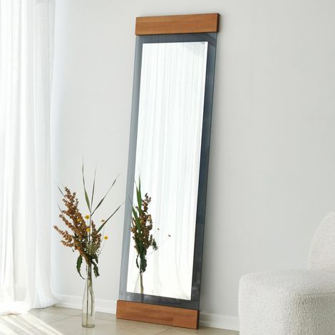 Standspiegel Lanzada, rechteckig, freistehend, Struktur Transparent, 50x170h cm, Farbe Eiche Braun (1/5)