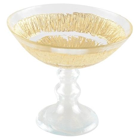 Coupe à Fruits sur Pied en Verre Doré Décoration de Table et Cuisine 15 x 15 x 14,5 cm - PANGIVO (1/4)
