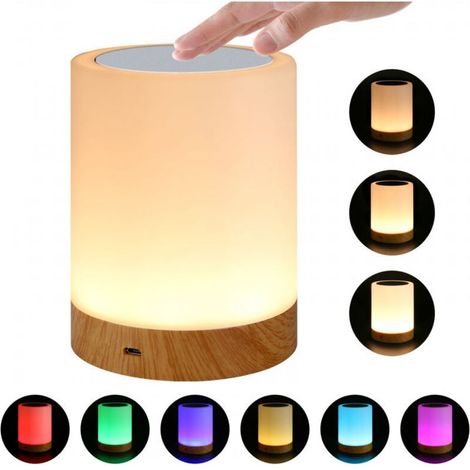 Lampe de chevet tactile à intensité variable avec 6 couleurs RVB changeantes, veilleuse LED chaude pour enfants, batterie rechargeable USB avec fonction mémoire (1/5)