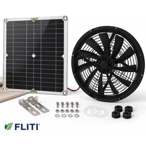 Ventilateur Solaire 100W – Extracteur d'Air Étanche – Installation Murale ou Serre – ABS Monocristallin – Kit Complet avec Panneau et Accessoires (1/5)