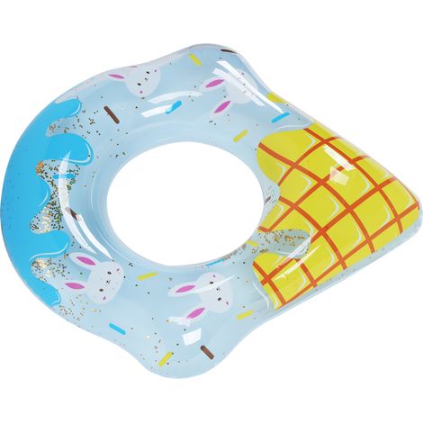 Bouée gonflable pour enfant de 70 cm en forme de glace avec paillettes, en PVC épais. (1/5)