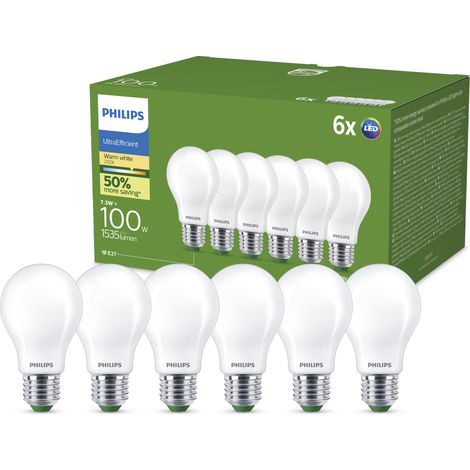 Philips UltraEfficient Bombilla Estándar E27 (A60) Mate Luz blanca cálida - 6 unidades (1/5)