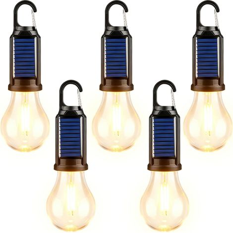 Lot de 5 lampes de camping LED rechargeables : lampe de camping rechargeable 3 modes d'éclairage, ampoule étanche IP65 lampe de camping avec crochet, lampe de tente LED portable pour (1/5)