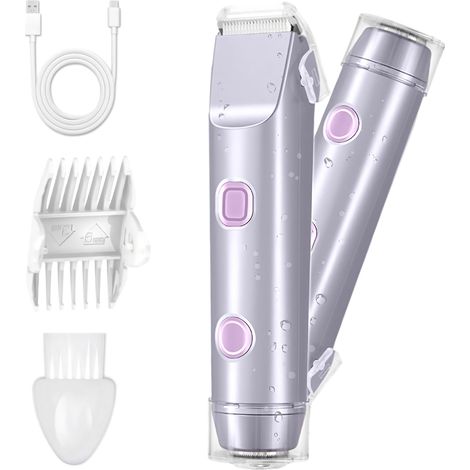 Tondeuse Électrique Femme Double Tête, Humide Sec pour Maillot Aisselles Bras Visage Nez Zone Intime, Violet (1/5)