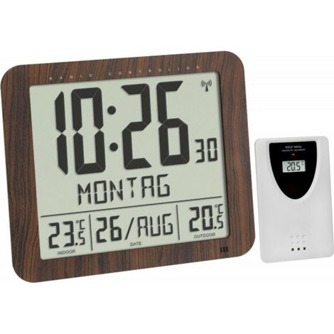 TFA Dostmann 60.4518.08 Funk Wanduhr 24.8 cm x 2.5 cm x 20.6 cm  Holz (1/5)