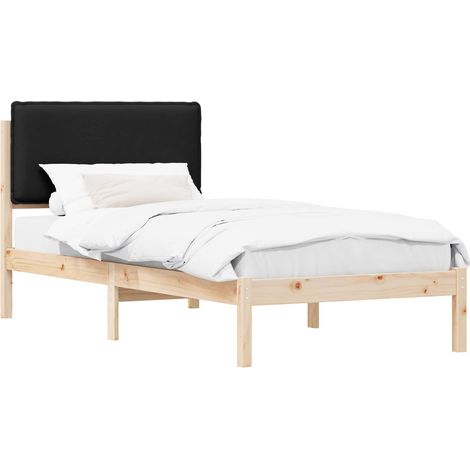 Estructura de Cama con Cabecera Tapizada Negro 90 x 200 cm vidaXL