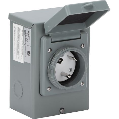 Boîte d'entrée d'alimentation 30A 125V 3750W pour groupe électrogène, prise extérieure étanche, accessoire camping-car (1/5)