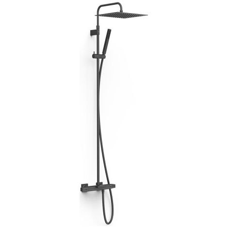 Ensemble de robinet thermostatique mural à 3 voies pour baignoire et douche Noir mat - TRES 19031215NM