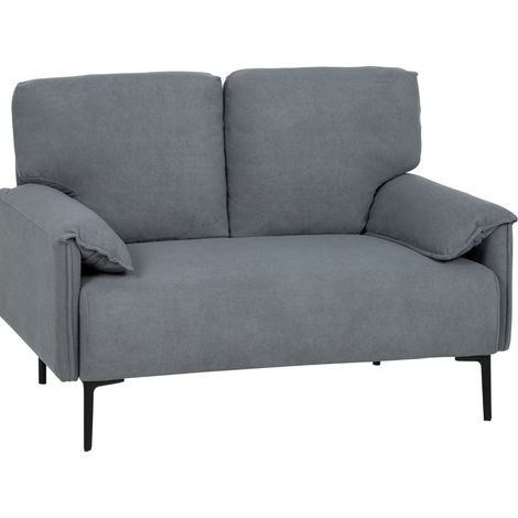 Divano 2 posti in tessuto grigio con gambe in metallo HOMVRA (1/5)