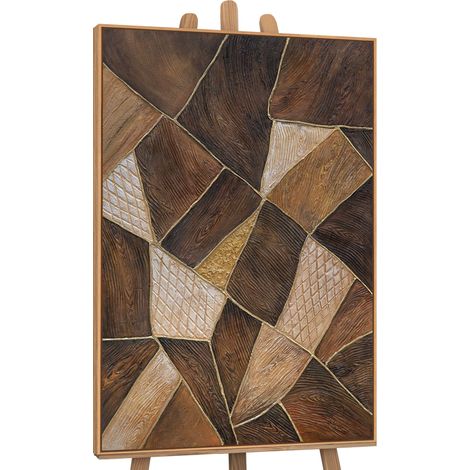 Gemälde Geometrie des Goldes Rahmen Eichefarben 120x80 cm (1/5)
