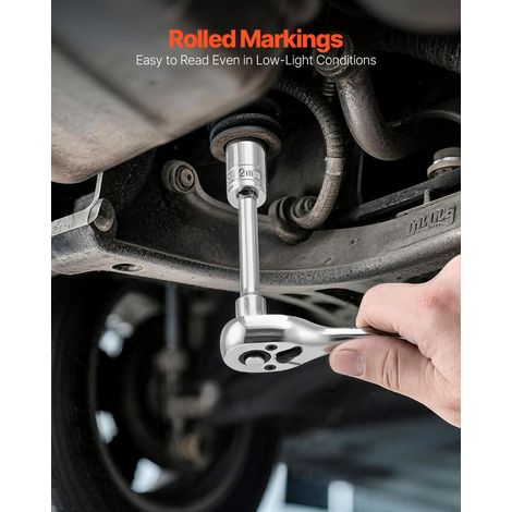 Jeu de douilles 39 pièces 3/8" et 1/4", cliquet, métrique et impérial, mallette, acier alliage CR-V, pour réparation auto (1/5)