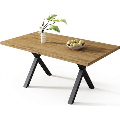 ELVMI Tavolo da Pranzo con Base Incrociata 1 Piano per Sala da Pranzo e Salotto 140 x 80 x 76 cm (1/5)
