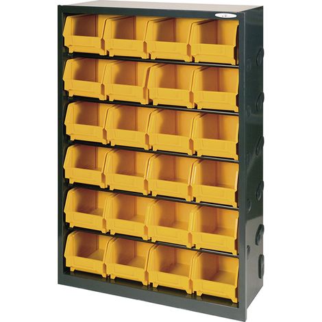 PORTE CONTENEUR MODULAIRE 6 ÉTAGÈRES ARMOIRE MÉTALLIQUE 24 CONTENEURS 95X64X26 (1/4)