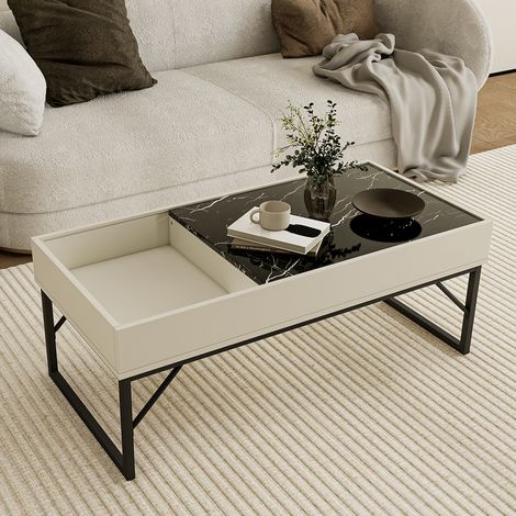 Couchtisch Lunero, Creme-Weiß, 105 x 50 cm, Vicco