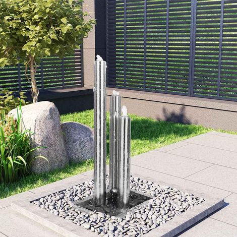 vidaXL Fuente de jardín de acero inoxidable plateado 48x34x88 cm (1/5)