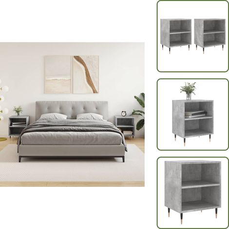 Comodino con scomparti - vidaXL Comodini 2 pz Grigio Cemento 40x30x50 cm in Legno Multistrato - Comodino in legno multistrato