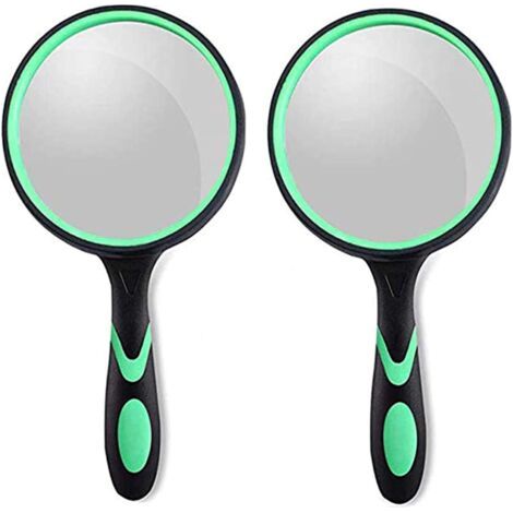 Lot de 2 loupes en verre grossissant 10 x 75 mm pour enfants en bas âge, avec poignée pour lecture, travail rapproché, insectes, science, observation passe-temps (1/5)