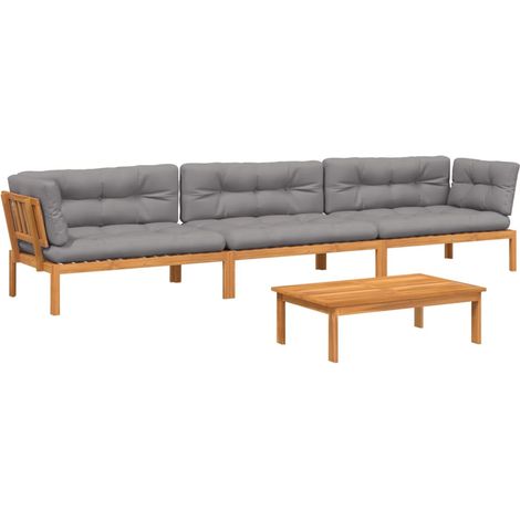 Maison Exclusive - Set Divani Pallet Giardino 4pz Cuscini Legno Massello Acacia