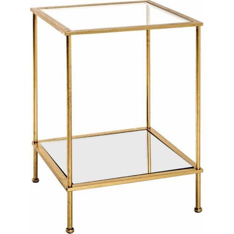 Table d'Appoint Carrée en Verre "Alizée" 55cm Or