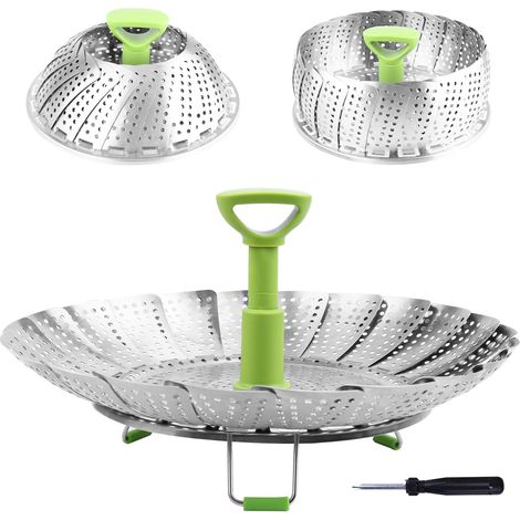 Panier vapeur pliable en acier inoxydable pour légumes, extensible jusqu'à 23 cm (9 pouces). (1/3)