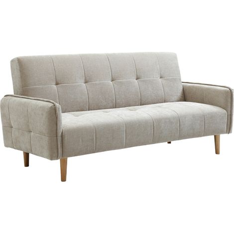 Divano letto 3 posti clic-clac in tessuto beige - SONIATA