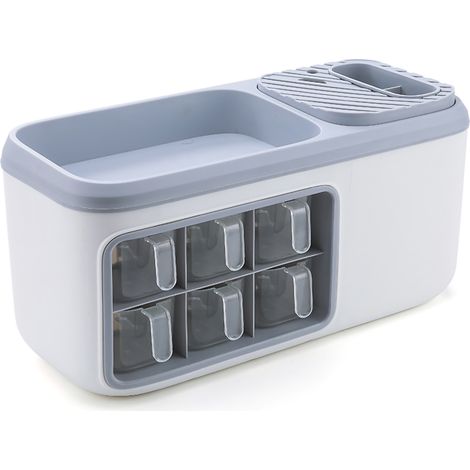 Doppelstöckige Gewürzbox, multifunktionaler Küchenorganizer mit Messer- und Löffelhalter, Grau (1/5)
