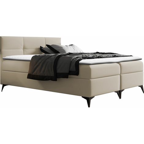 Lit boxspring Harena, Soft 033, Continental, Unique, 120x200, Faux cuir, Disponible, 124x208x115cm (1/5)