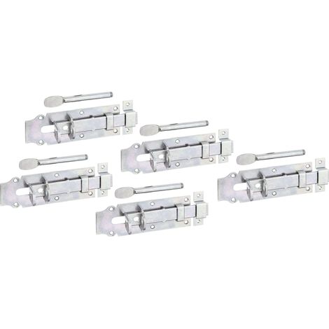 841126 Verrou porte-cadenas pour portes d'étables  droit, avec poignée plate et boucle serrée  électro-galvanisé, passivé à couche épaisse  platine 180 x 64 mm  kit de 5 (1/2)